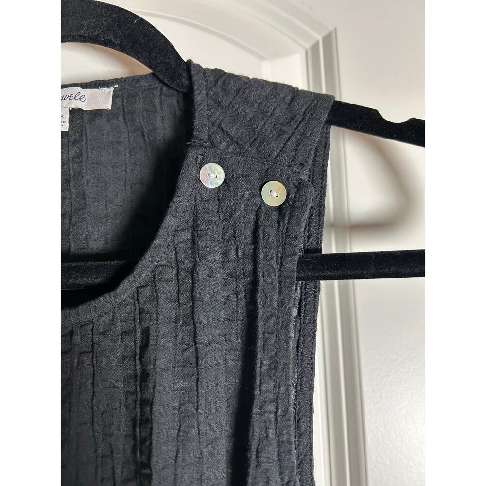 MADEWELL Dress NEW $128 Black Seersucker Cutout Sleeveless Cotton Midi Size XXS - Picture 5 of 8